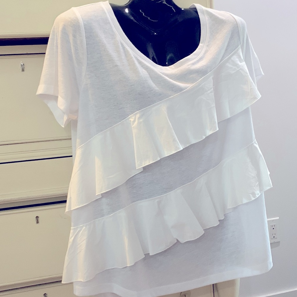 LANE BRYANT RUFFLE COTTON SHIRT NWT SIZE 14/16